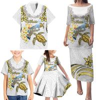Personalised Aloha Hawaii Niihau Island Family Matching Puletasi and Hawaiian Shirt Forbidden Isle Map Shell Lei LT14 - Polynesian Pride