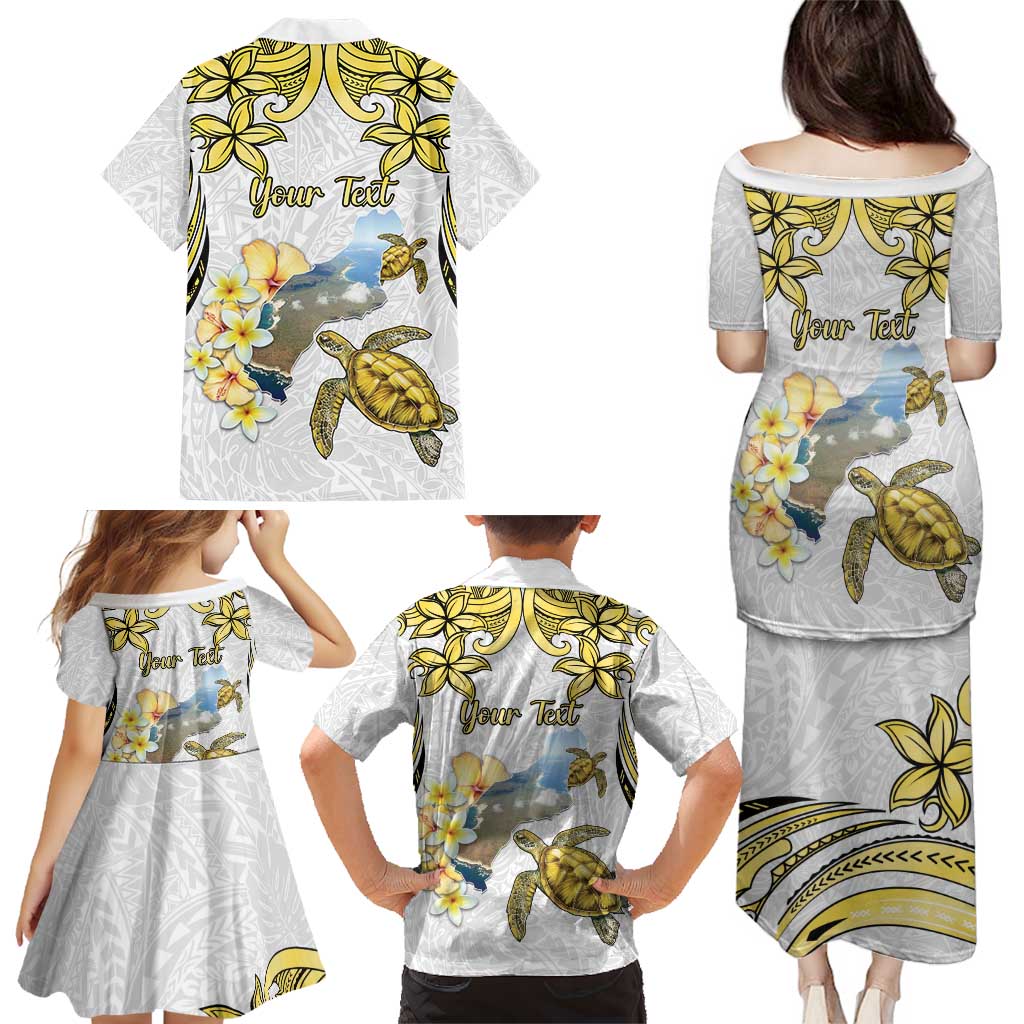 Personalised Aloha Hawaii Niihau Island Family Matching Puletasi and Hawaiian Shirt Forbidden Isle Map Shell Lei LT14 - Polynesian Pride