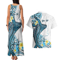 Personalised Aloha Hawaii Kahoolawe Island Couples Matching Tank Maxi Dress and Hawaiian Shirt Target Isle Map With Humpback Whale