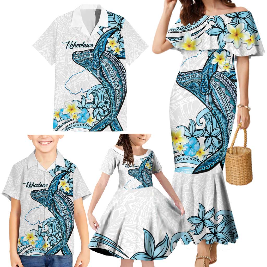 Personalised Aloha Hawaii Kahoolawe Island Family Matching Mermaid Dress and Hawaiian Shirt Target Isle Map With Humpback Whale LT14 - Polynesian Pride