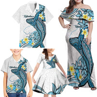 Personalised Aloha Hawaii Kahoolawe Island Family Matching Off Shoulder Maxi Dress and Hawaiian Shirt Target Isle Map With Humpback Whale LT14 - Polynesian Pride
