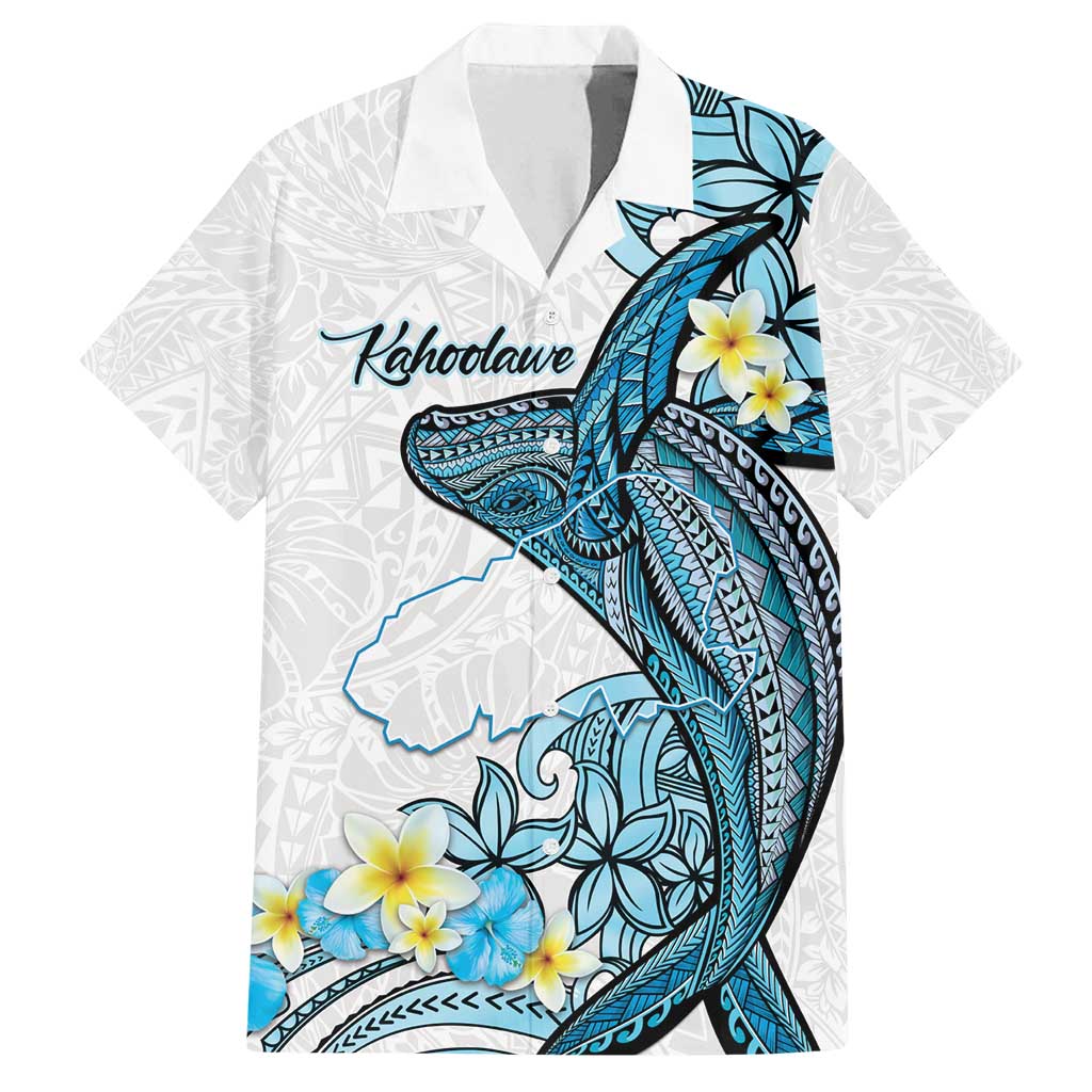 Personalised Aloha Hawaii Kahoolawe Island Family Matching Off Shoulder Maxi Dress and Hawaiian Shirt Target Isle Map With Humpback Whale LT14 Dad's Shirt - Short Sleeve Blue - Polynesian Pride