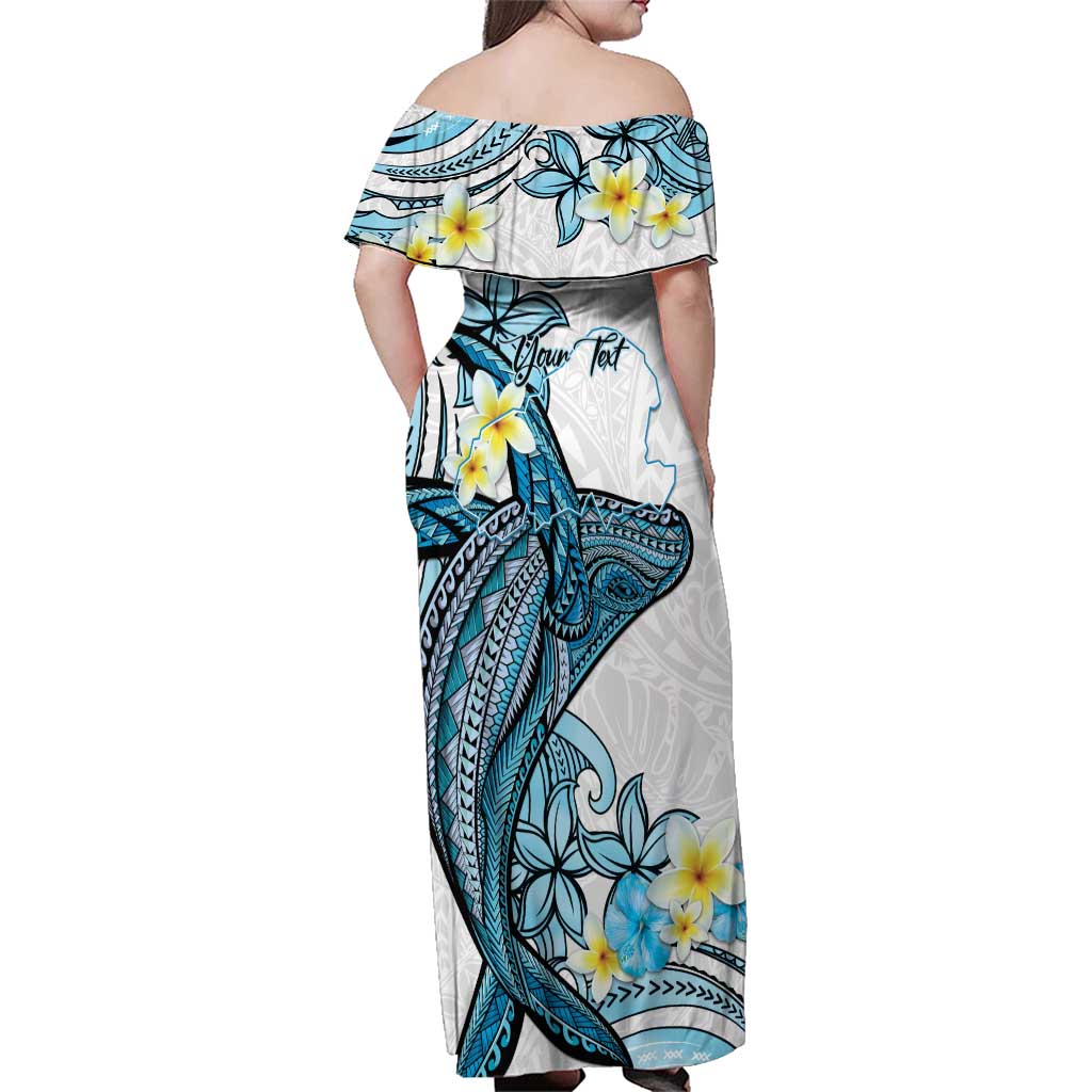 Personalised Aloha Hawaii Kahoolawe Island Family Matching Off Shoulder Maxi Dress and Hawaiian Shirt Target Isle Map With Humpback Whale LT14 - Polynesian Pride