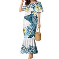 Personalised Aloha Hawaii Kahoolawe Island Mermaid Dress Target Isle Map With Humpback Whale LT14 Women Blue - Polynesian Pride