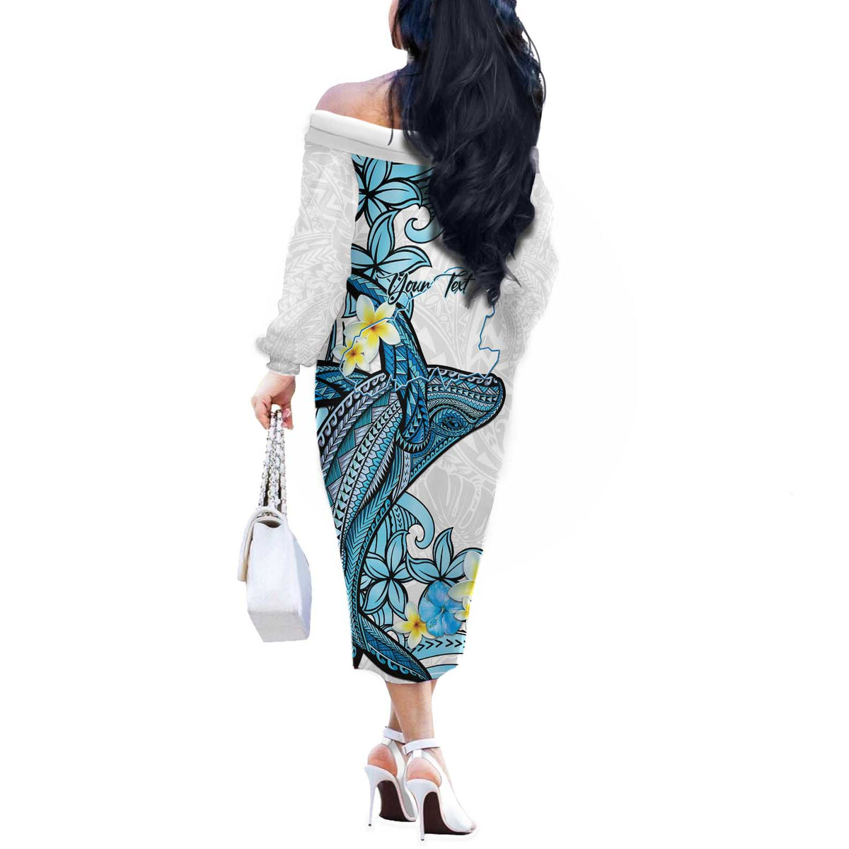 Personalised Aloha Hawaii Kahoolawe Island Off The Shoulder Long Sleeve Dress Target Isle Map With Humpback Whale