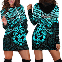 Matariki New Zealand Hoodie Dress Maori New Year Tiki Turquoise Version LT14 - Polynesian Pride