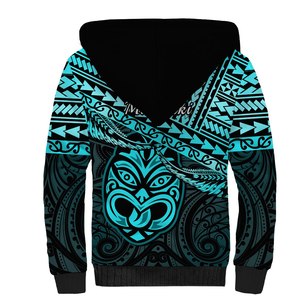 Matariki New Zealand Sherpa Hoodie Maori New Year Tiki Turquoise Version LT14 - Polynesian Pride