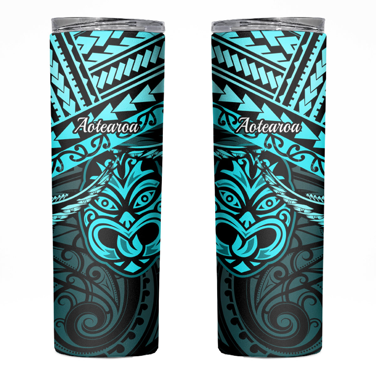 Matariki New Zealand Skinny Tumbler Maori New Year Tiki Turquoise Version LT14 Turquoise - Polynesian Pride