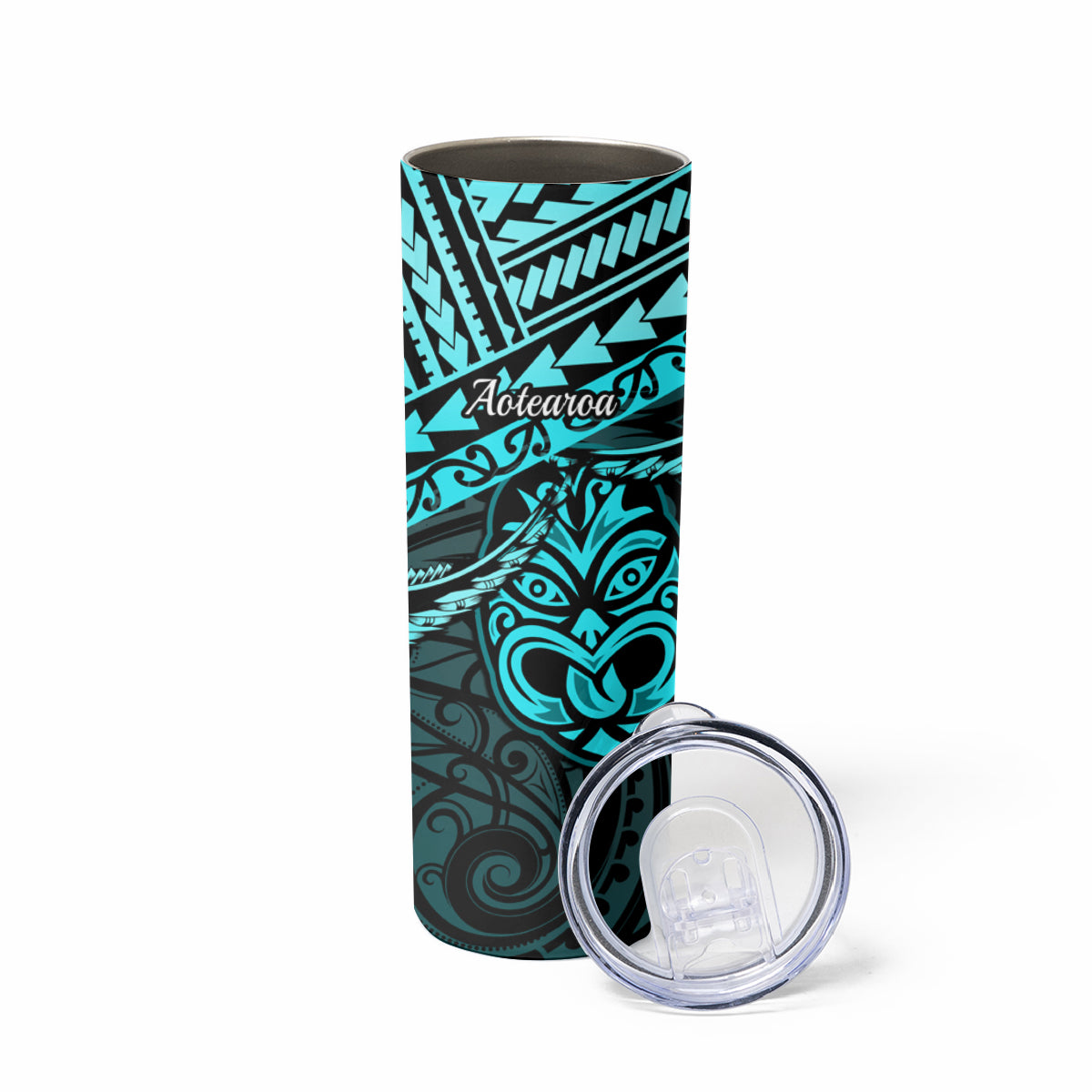 Matariki New Zealand Skinny Tumbler Maori New Year Tiki Turquoise Version LT14 - Polynesian Pride