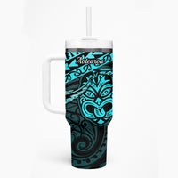 Matariki New Zealand Tumbler With Handle Maori New Year Tiki Turquoise Version