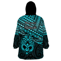 Matariki New Zealand Wearable Blanket Hoodie Maori New Year Tiki Turquoise Version LT14 - Polynesian Pride