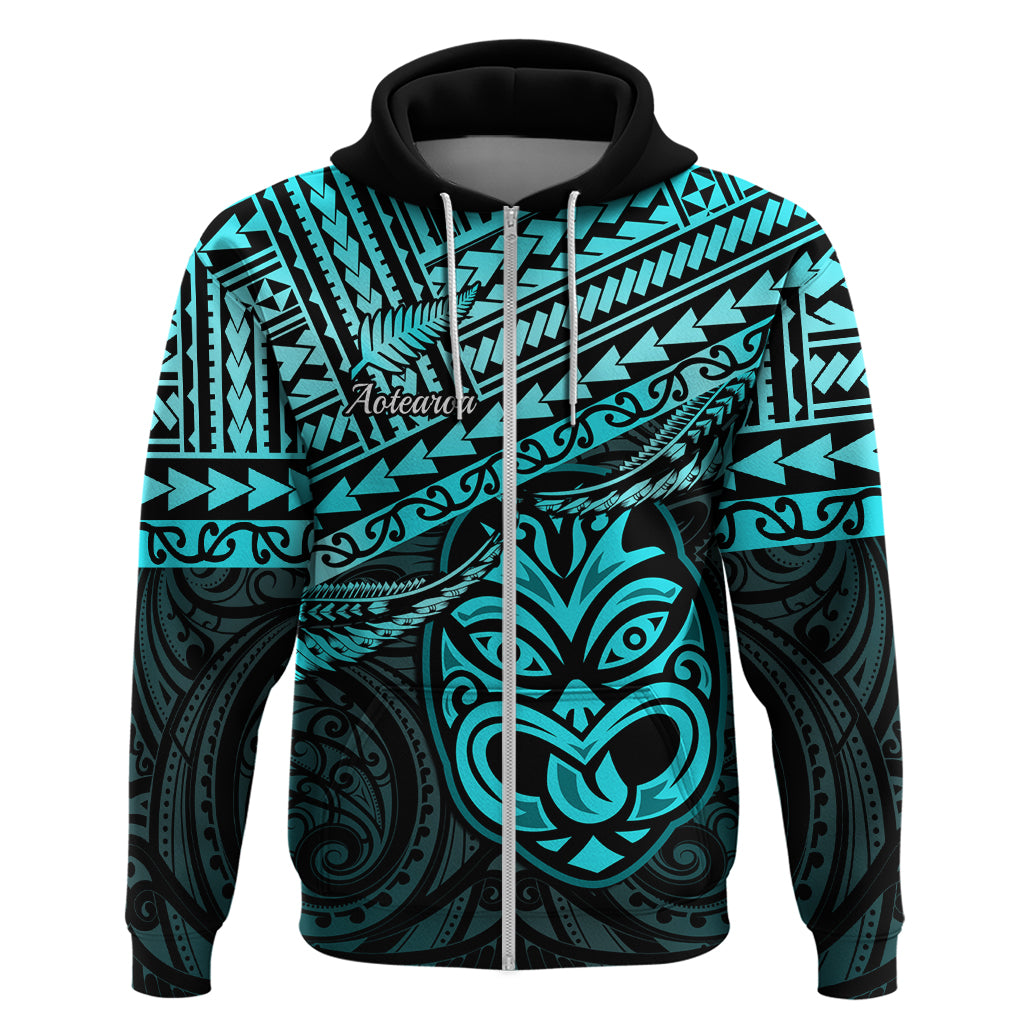 Custom Matariki New Zealand Hoodie Maori New Year Tiki Turquoise Version LT14 Zip Hoodie Turquoise - Polynesian Pride