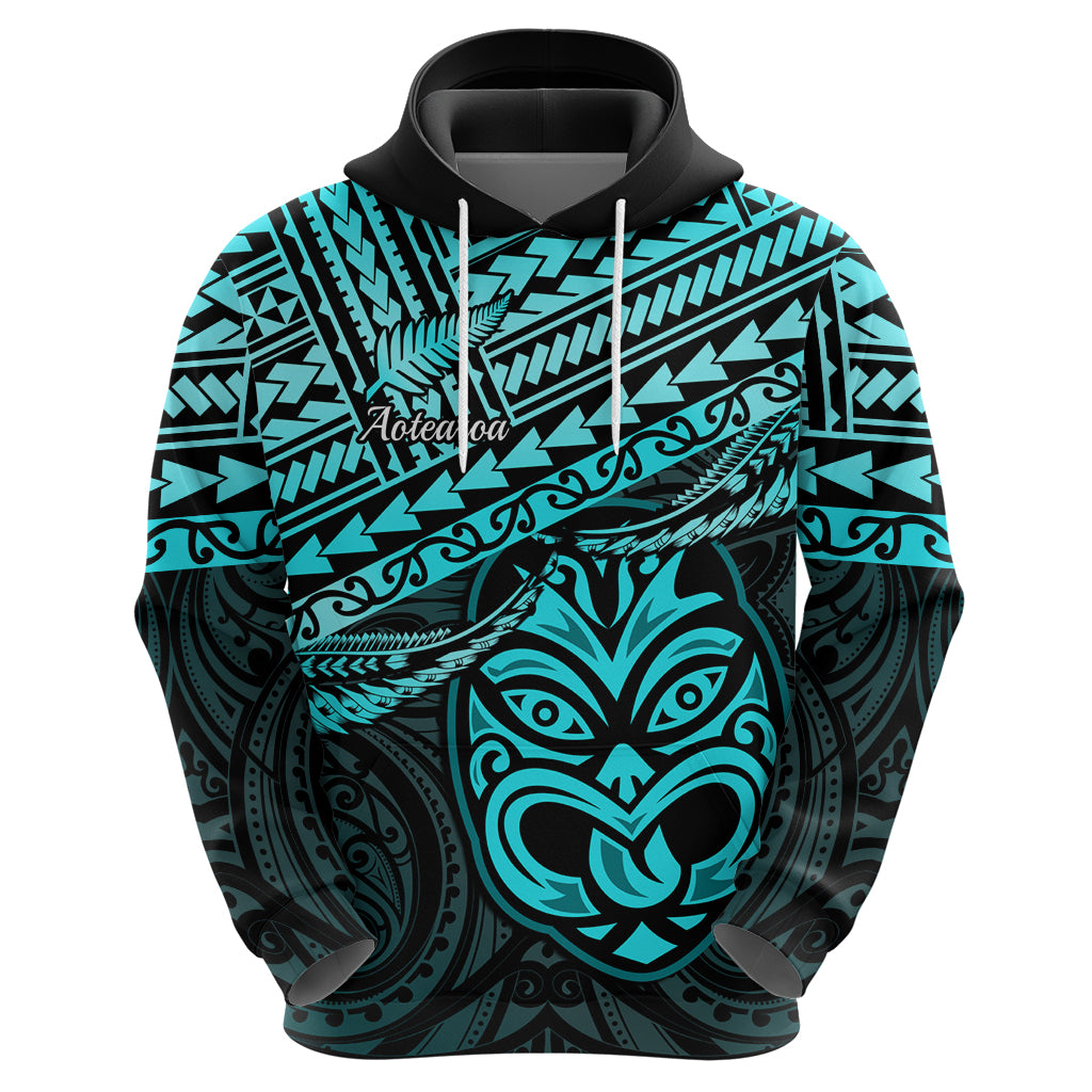 Custom Matariki New Zealand Hoodie Maori New Year Tiki Turquoise Version LT14 - Polynesian Pride