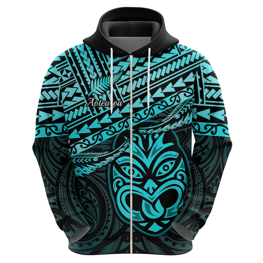 Custom Matariki New Zealand Hoodie Maori New Year Tiki Turquoise Version LT14 - Polynesian Pride