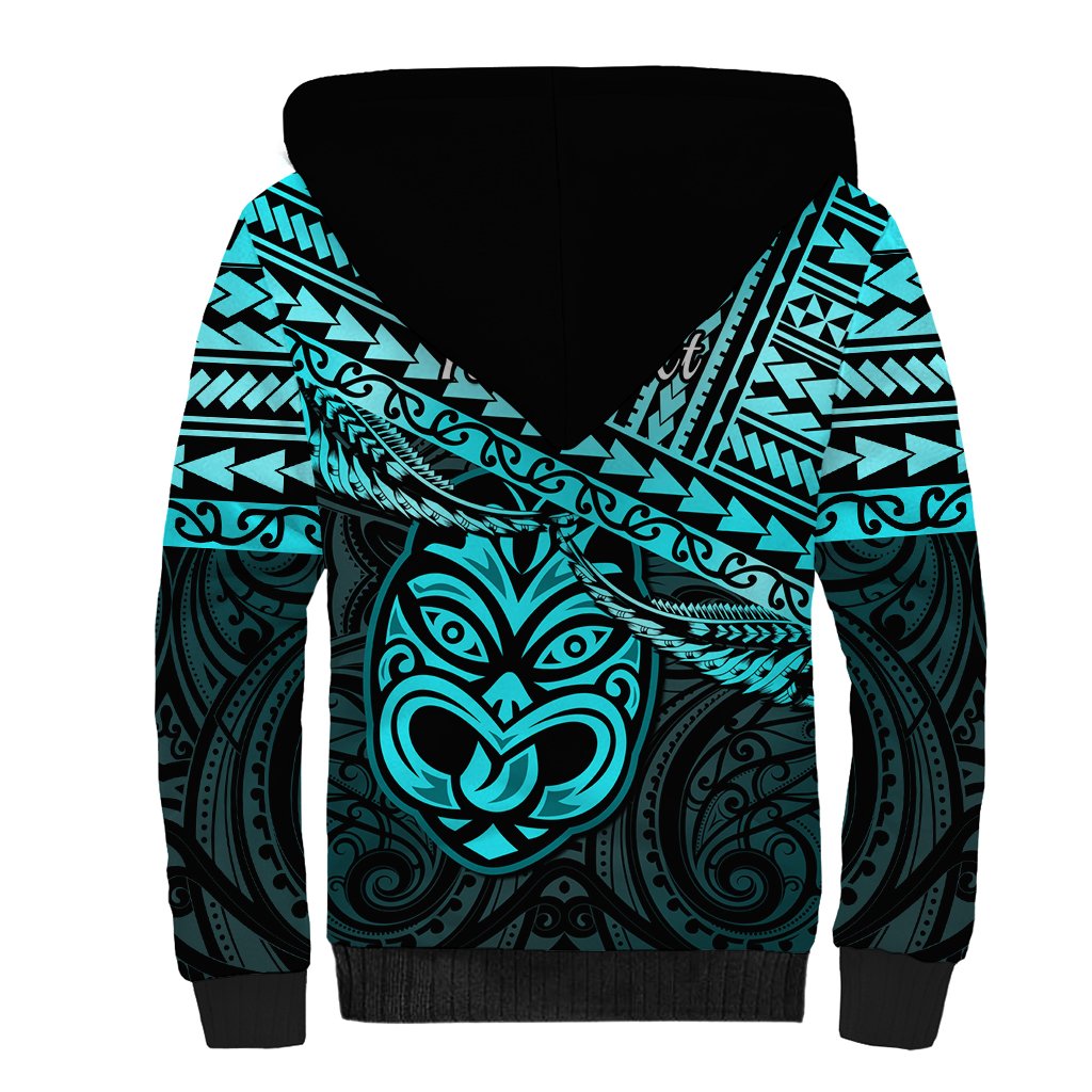 Personalised Matariki New Zealand Sherpa Hoodie Maori New Year Tiki Turquoise Version LT14 - Polynesian Pride