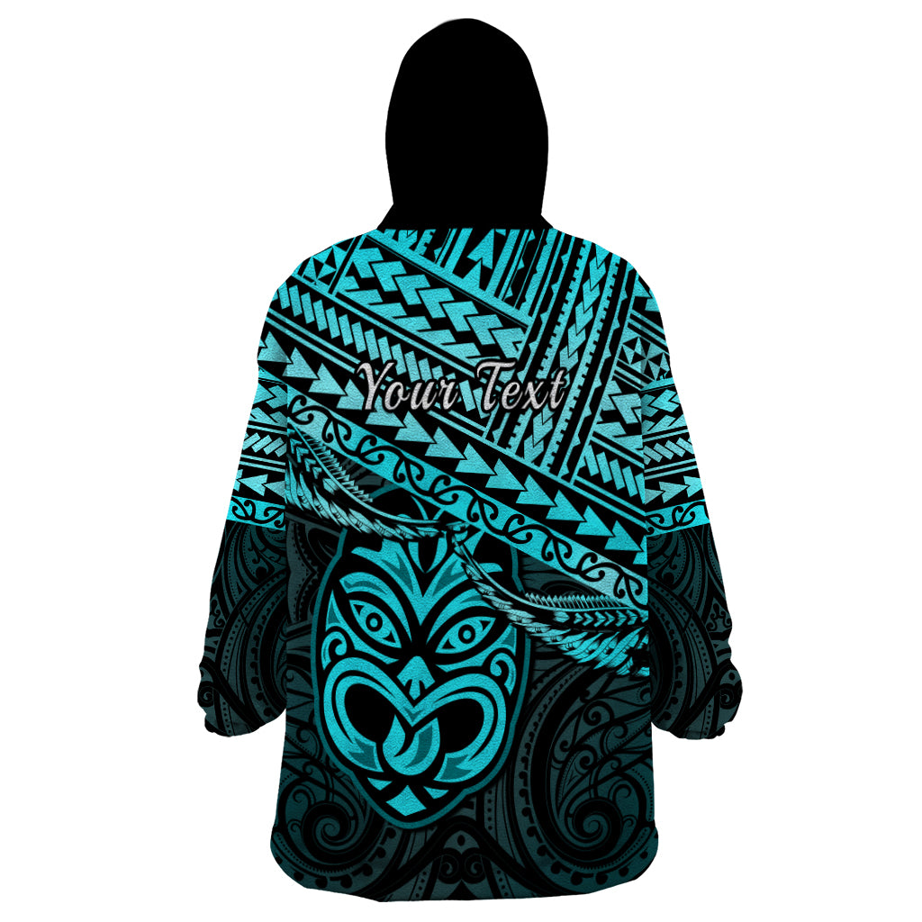 Personalised Matariki New Zealand Wearable Blanket Hoodie Maori New Year Tiki Turquoise Version LT14 - Polynesian Pride