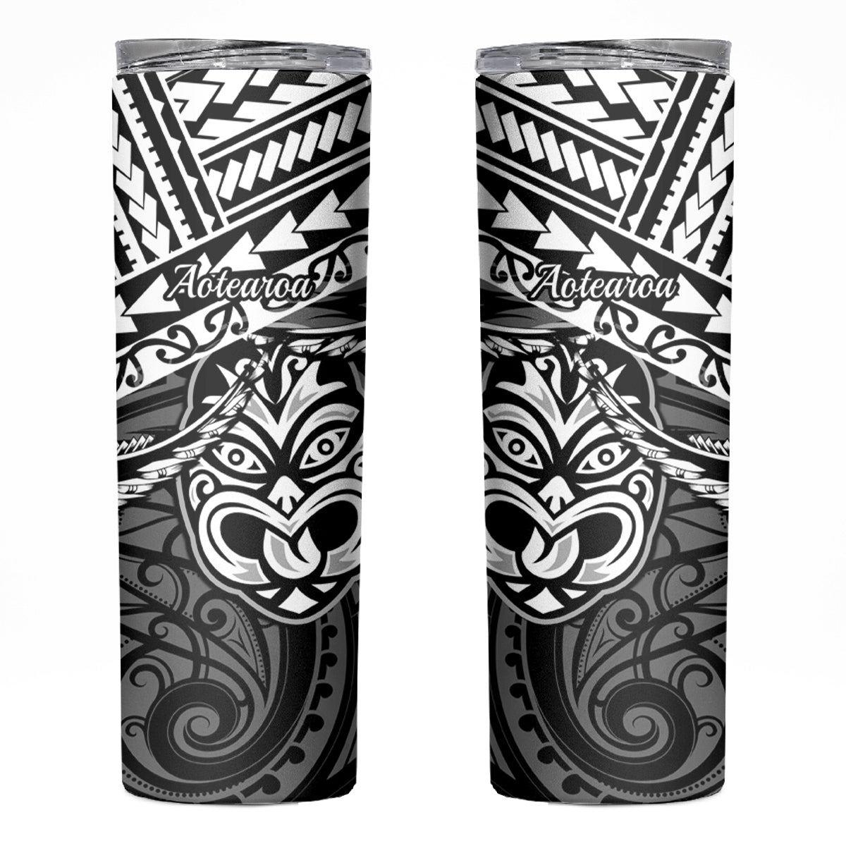 Matariki New Zealand Skinny Tumbler Maori New Year Tiki Black Version LT14 Black - Polynesian Pride