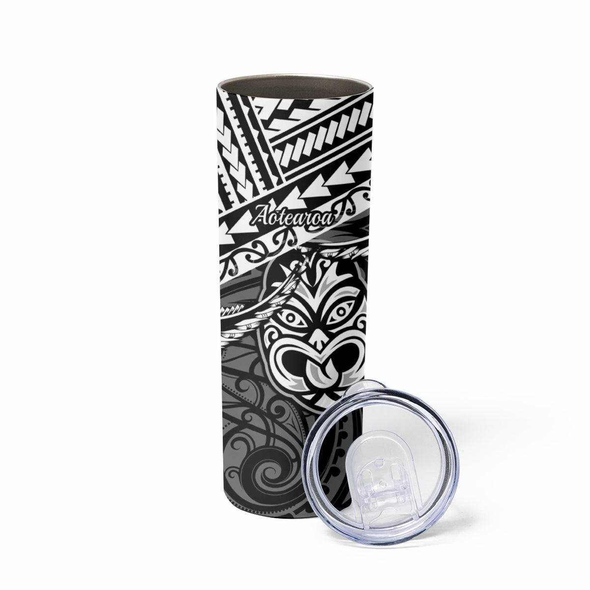 Matariki New Zealand Skinny Tumbler Maori New Year Tiki Black Version LT14 - Polynesian Pride