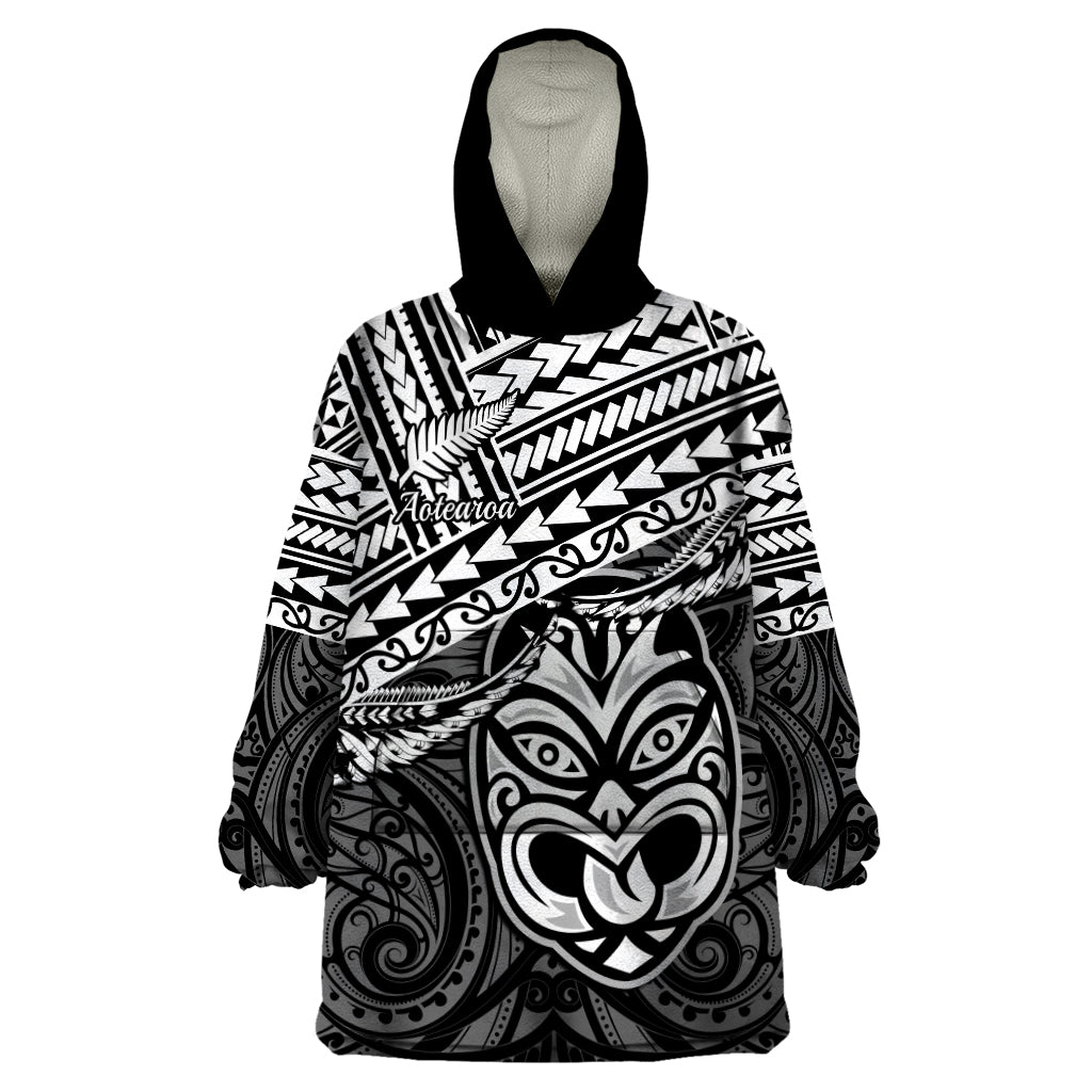 Matariki New Zealand Wearable Blanket Hoodie Maori New Year Tiki Black Version LT14 One Size Black - Polynesian Pride