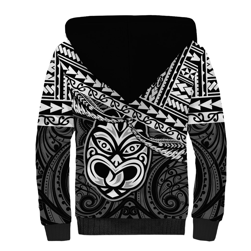 Personalised Matariki New Zealand Sherpa Hoodie Maori New Year Tiki Black Version LT14 - Polynesian Pride