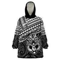 Personalised Matariki New Zealand Wearable Blanket Hoodie Maori New Year Tiki Black Version LT14 One Size Black - Polynesian Pride