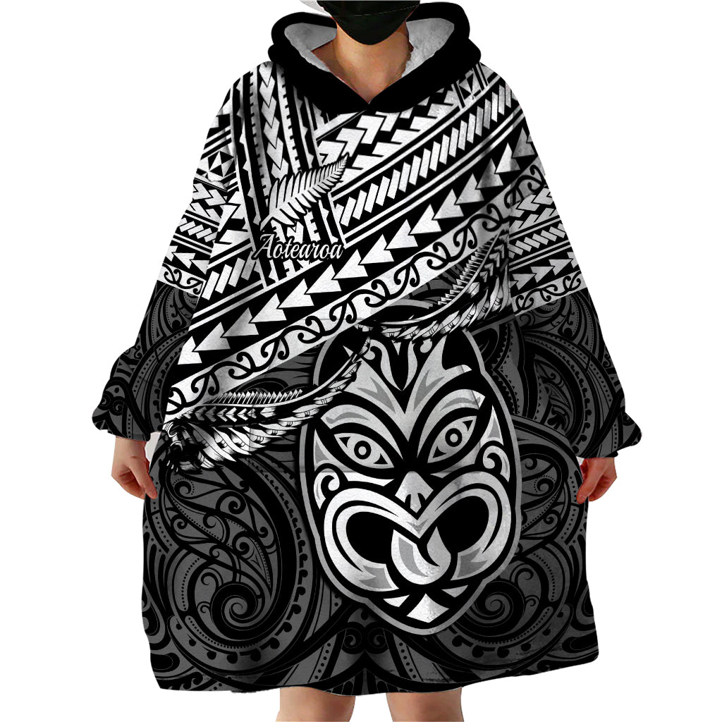 Personalised Matariki New Zealand Wearable Blanket Hoodie Maori New Year Tiki Black Version LT14 - Polynesian Pride