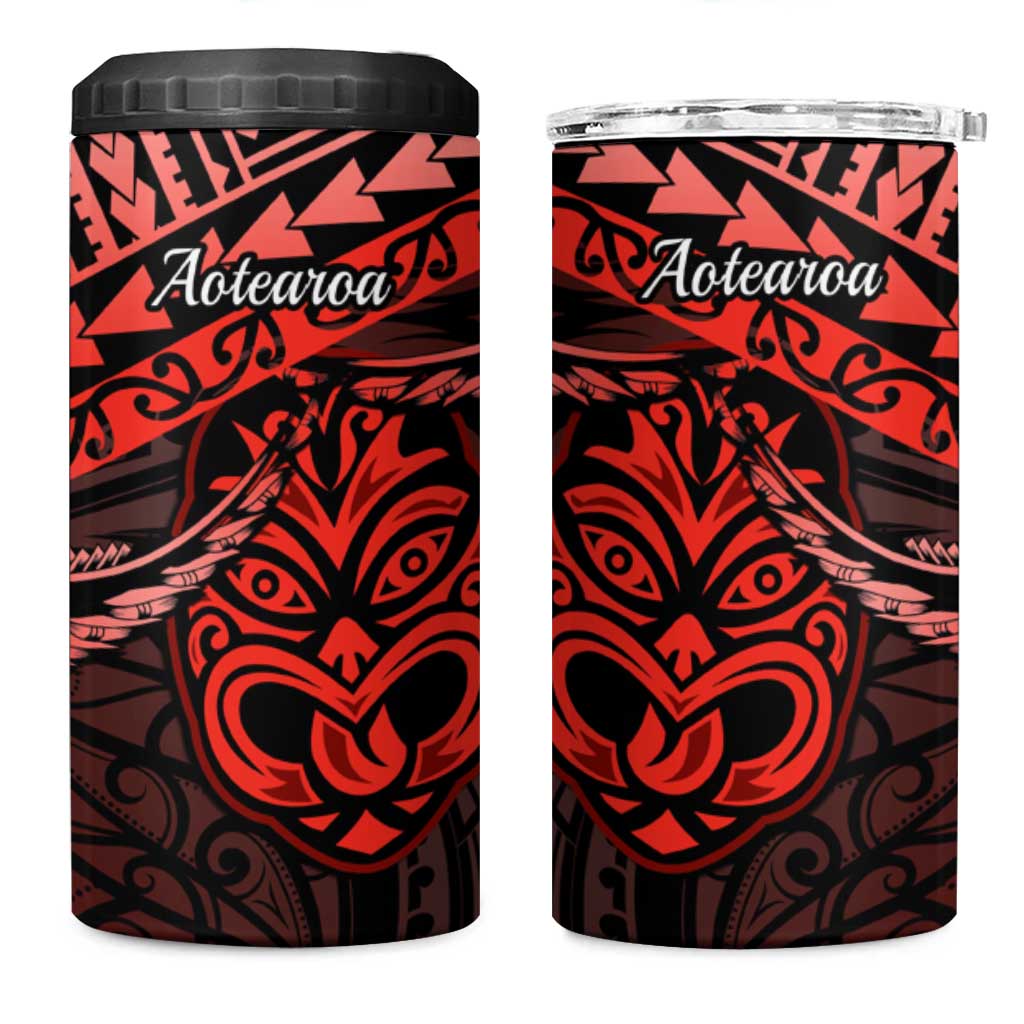 Matariki New Zealand 4 in 1 Can Cooler Tumbler Maori New Year Tiki Red Version LT14 One Size: 16 oz Red - Polynesian Pride