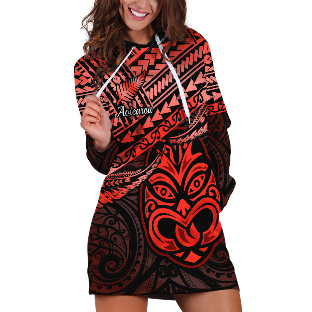 Matariki New Zealand Hoodie Dress Maori New Year Tiki Red Version LT14 Red - Polynesian Pride