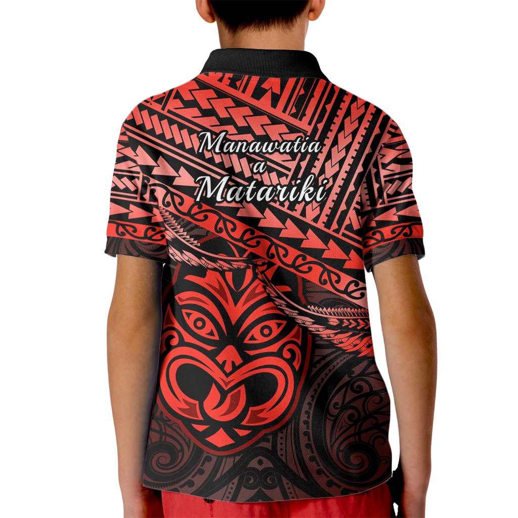Matariki New Zealand Kid Polo Shirt Maori New Year Tiki Red Version LT14 - Polynesian Pride
