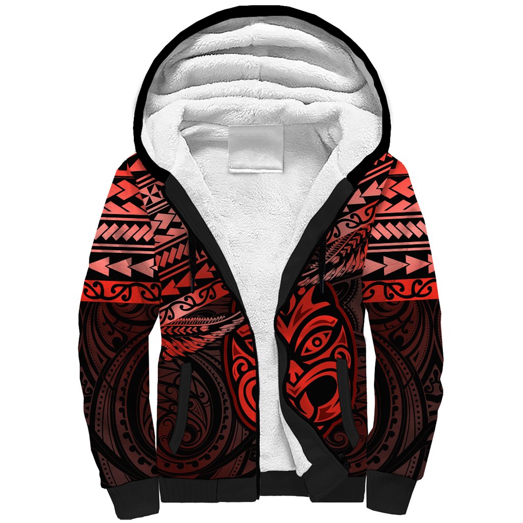 Matariki New Zealand Sherpa Hoodie Maori New Year Tiki Red Version LT14 Unisex Red - Polynesian Pride