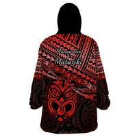Matariki New Zealand Wearable Blanket Hoodie Maori New Year Tiki Red Version LT14 - Polynesian Pride