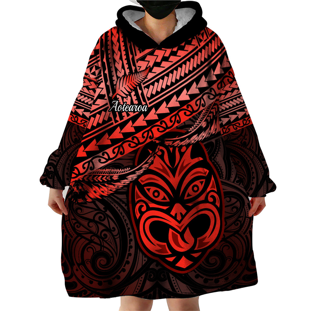 Matariki New Zealand Wearable Blanket Hoodie Maori New Year Tiki Red Version LT14 - Polynesian Pride