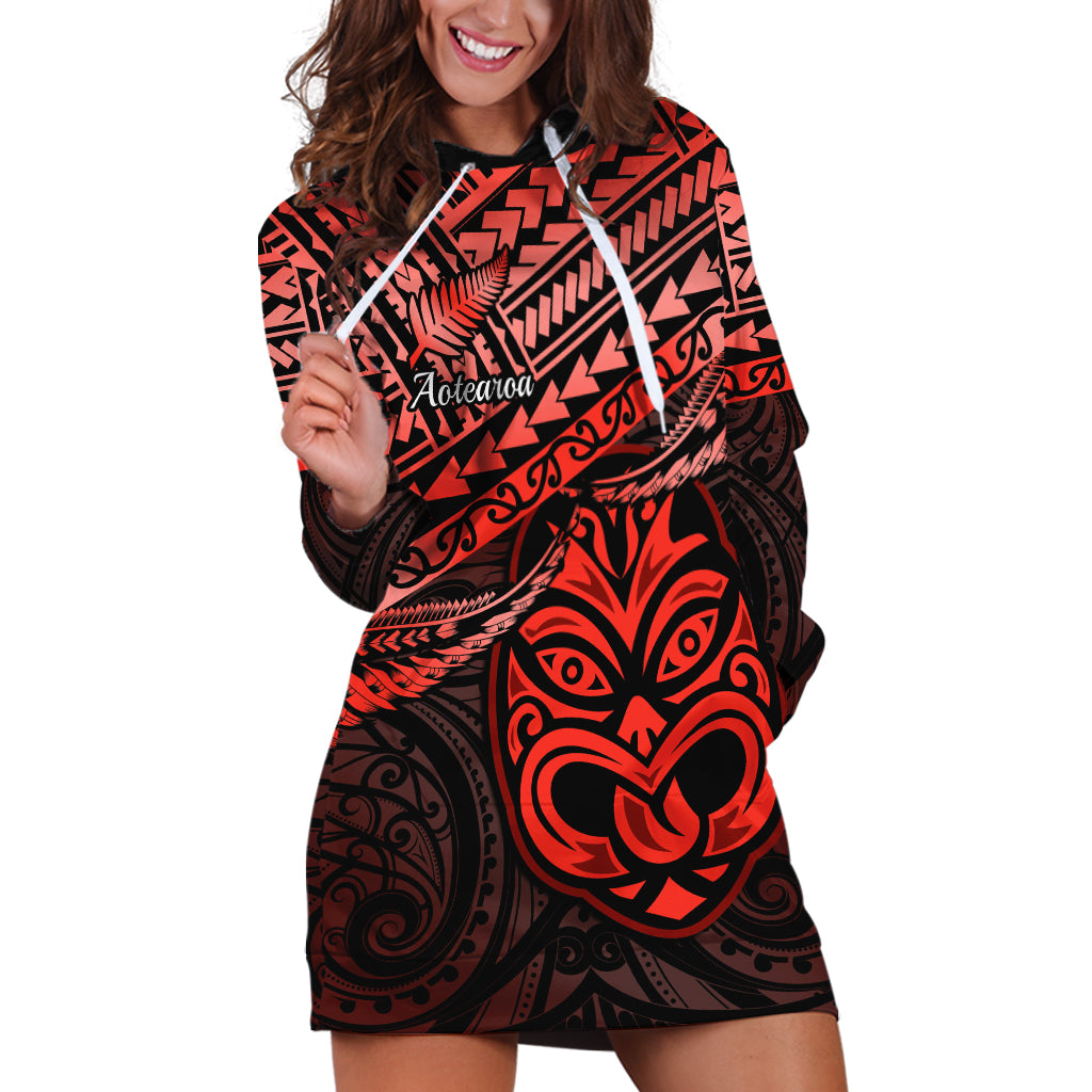 Personalised Matariki New Zealand Hoodie Dress Maori New Year Tiki Red Version LT14 Red - Polynesian Pride