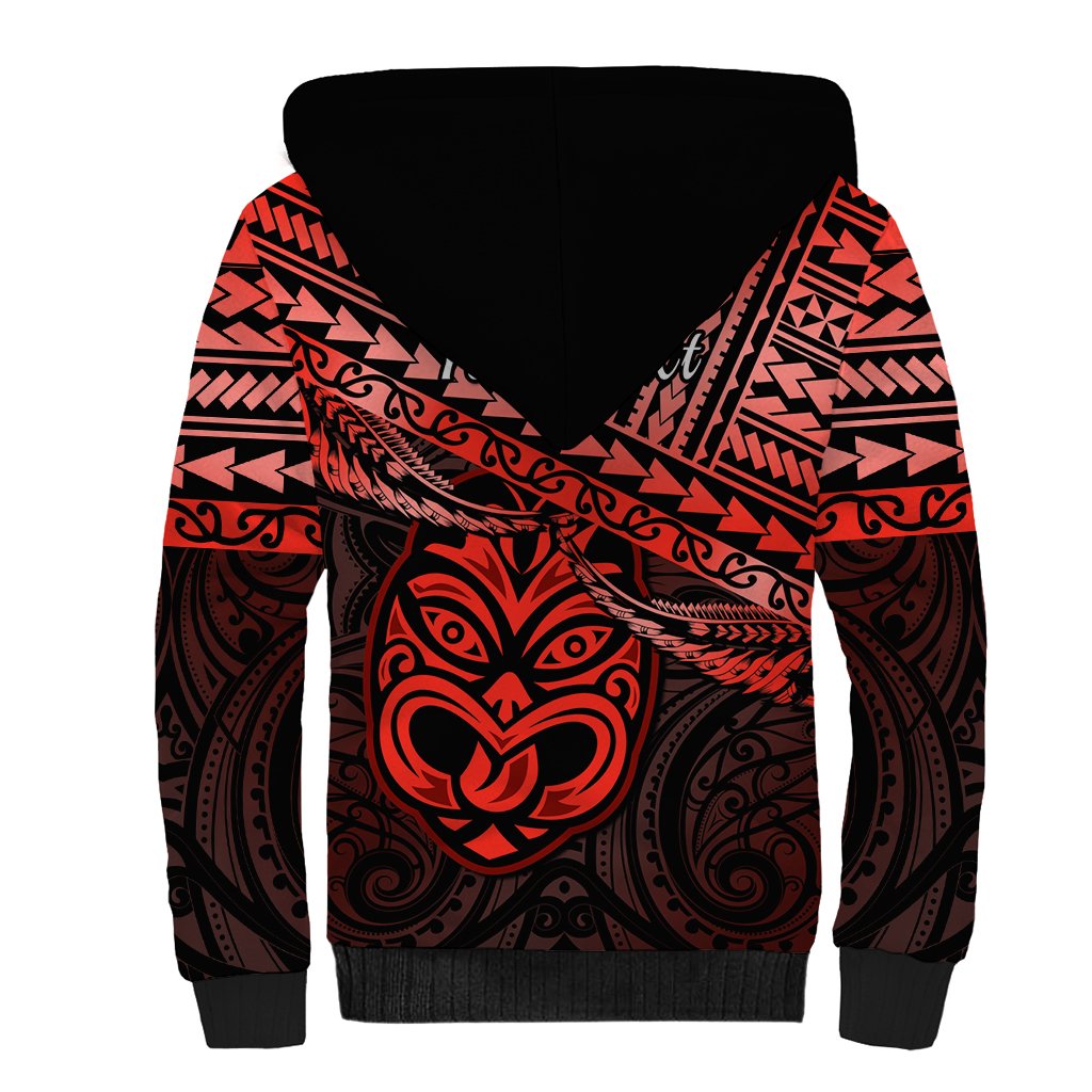 Personalised Matariki New Zealand Sherpa Hoodie Maori New Year Tiki Red Version LT14 - Polynesian Pride