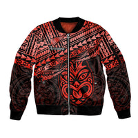 Personalised Matariki New Zealand Sleeve Zip Bomber Jacket Maori New Year Tiki Red Version LT14 Unisex Red - Polynesian Pride