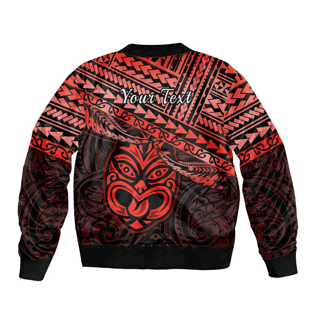 Personalised Matariki New Zealand Sleeve Zip Bomber Jacket Maori New Year Tiki Red Version LT14 - Polynesian Pride