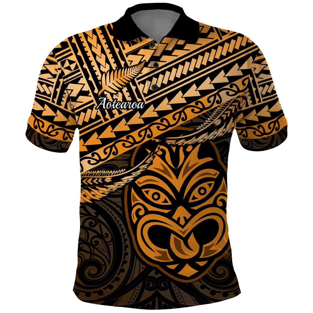 Matariki New Zealand Polo Shirt Maori New Year Tiki Gold Version LT14 Gold - Polynesian Pride