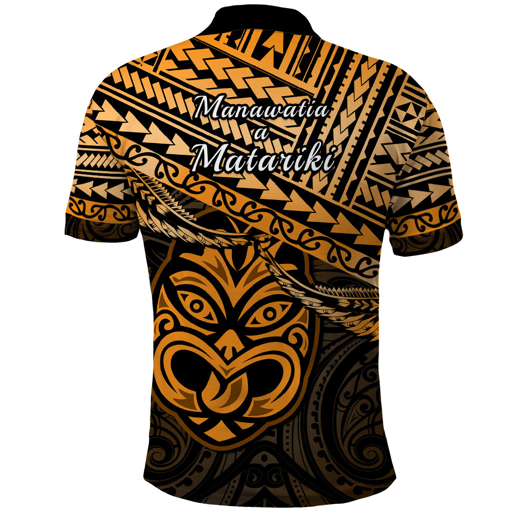 Matariki New Zealand Polo Shirt Maori New Year Tiki Gold Version LT14 - Polynesian Pride
