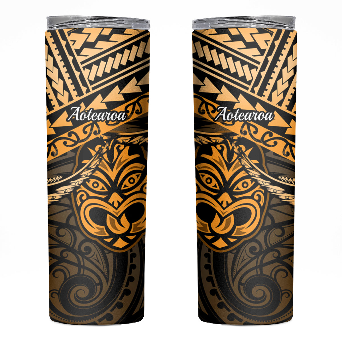 Matariki New Zealand Skinny Tumbler Maori New Year Tiki Gold Version LT14 Gold - Polynesian Pride