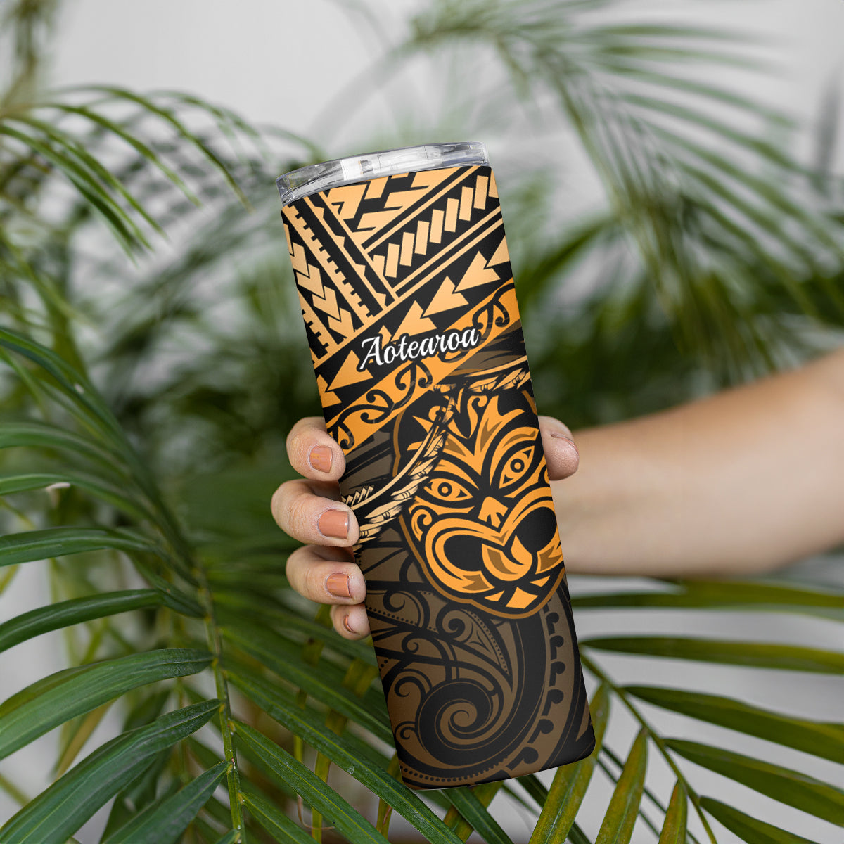 Matariki New Zealand Skinny Tumbler Maori New Year Tiki Gold Version LT14 - Polynesian Pride