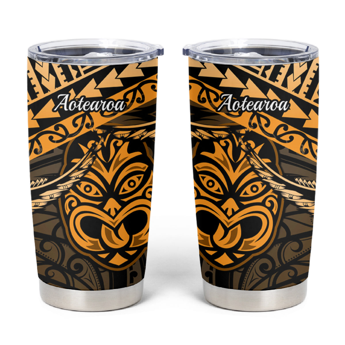 Matariki New Zealand Tumbler Cup Maori New Year Tiki Gold Version LT14 Gold - Polynesian Pride