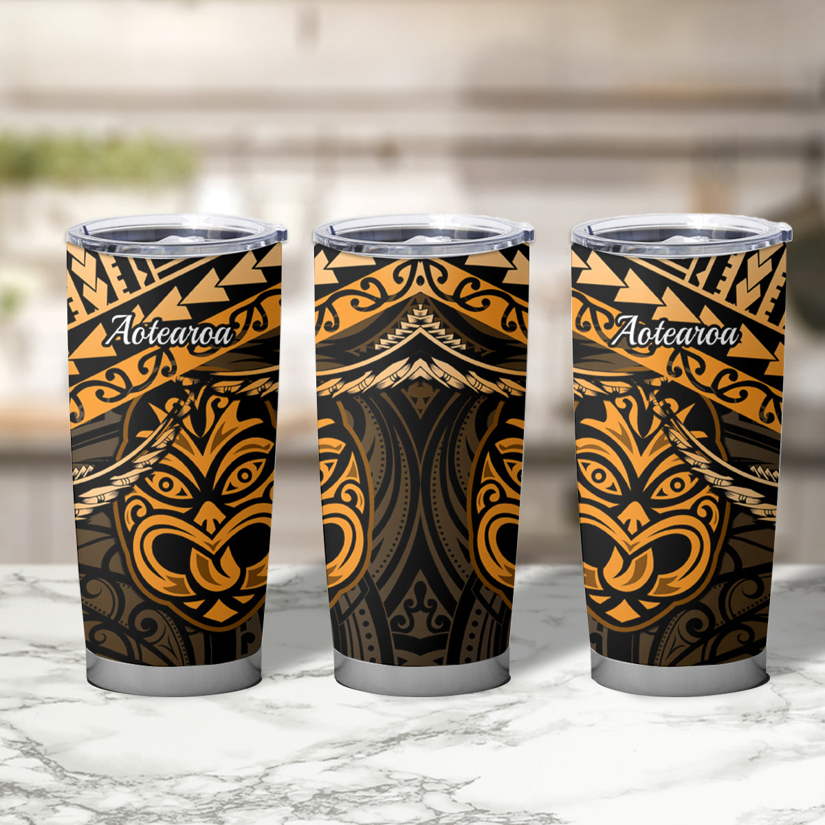 Matariki New Zealand Tumbler Cup Maori New Year Tiki Gold Version LT14 - Polynesian Pride