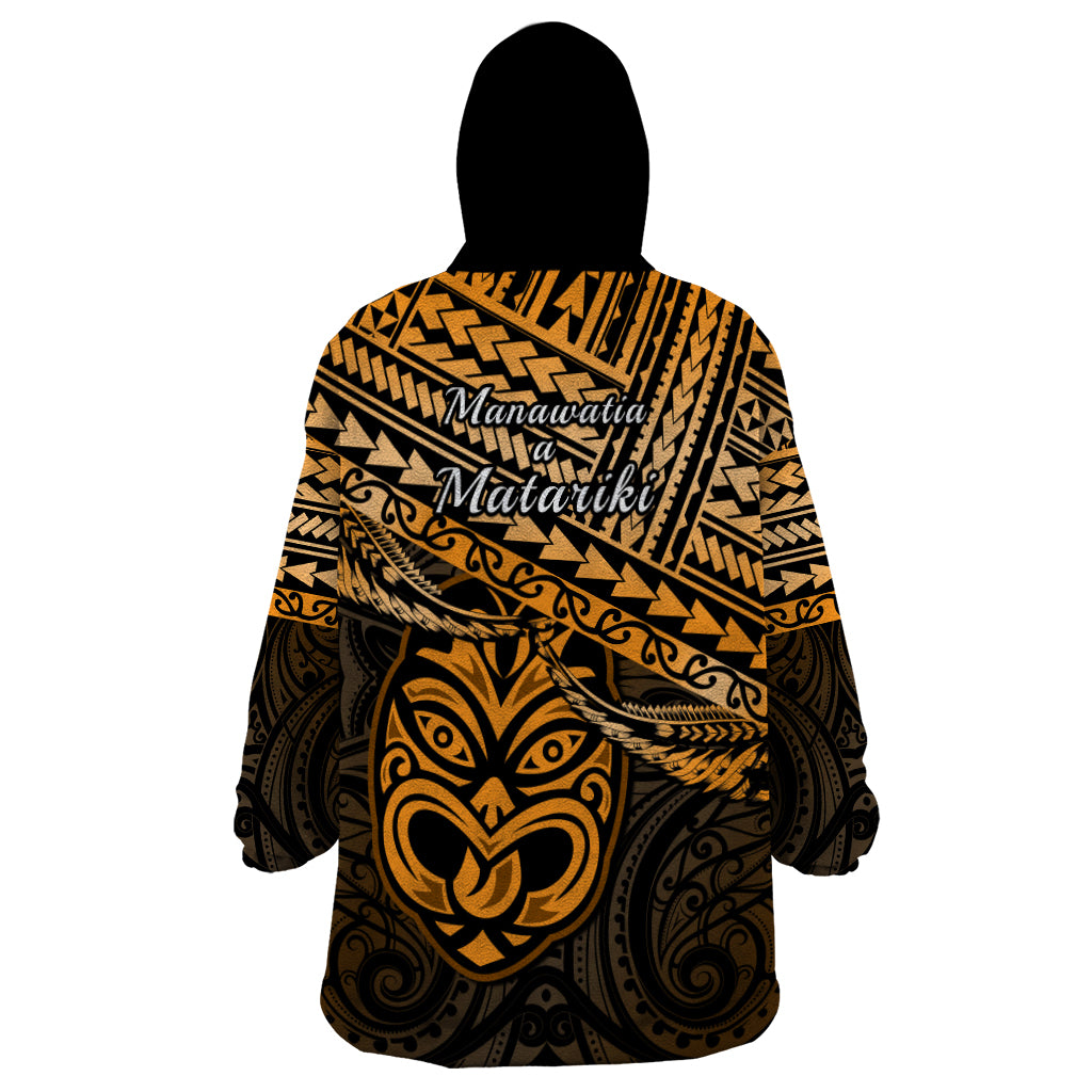 Matariki New Zealand Wearable Blanket Hoodie Maori New Year Tiki Gold Version LT14 - Polynesian Pride
