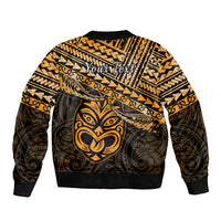 Personalised Matariki New Zealand Bomber Jacket Maori New Year Tiki Gold Version LT14