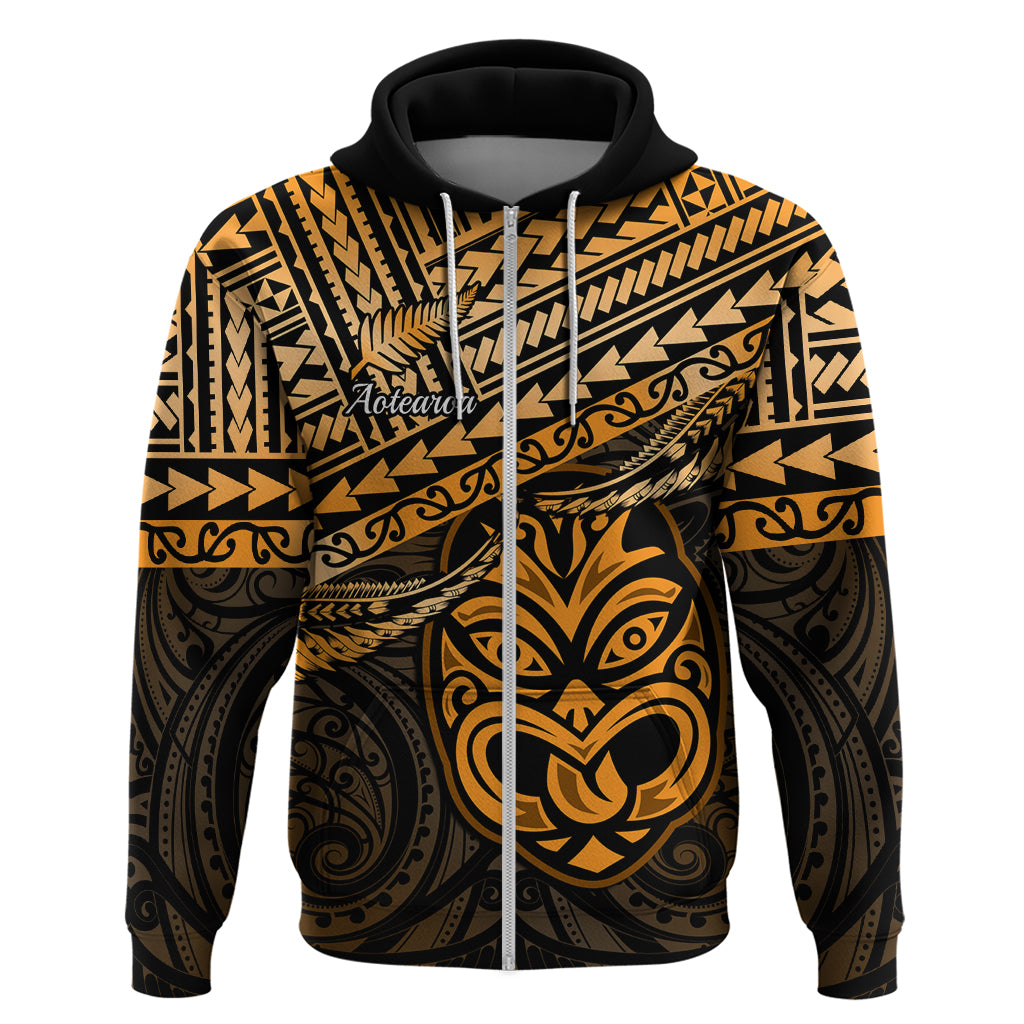 Custom Matariki New Zealand Hoodie Maori New Year Tiki Gold Version LT14 Zip Hoodie Gold - Polynesian Pride