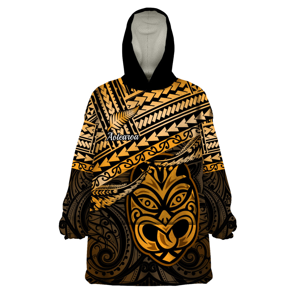 Personalised Matariki New Zealand Wearable Blanket Hoodie Maori New Year Tiki Gold Version LT14 One Size Gold - Polynesian Pride