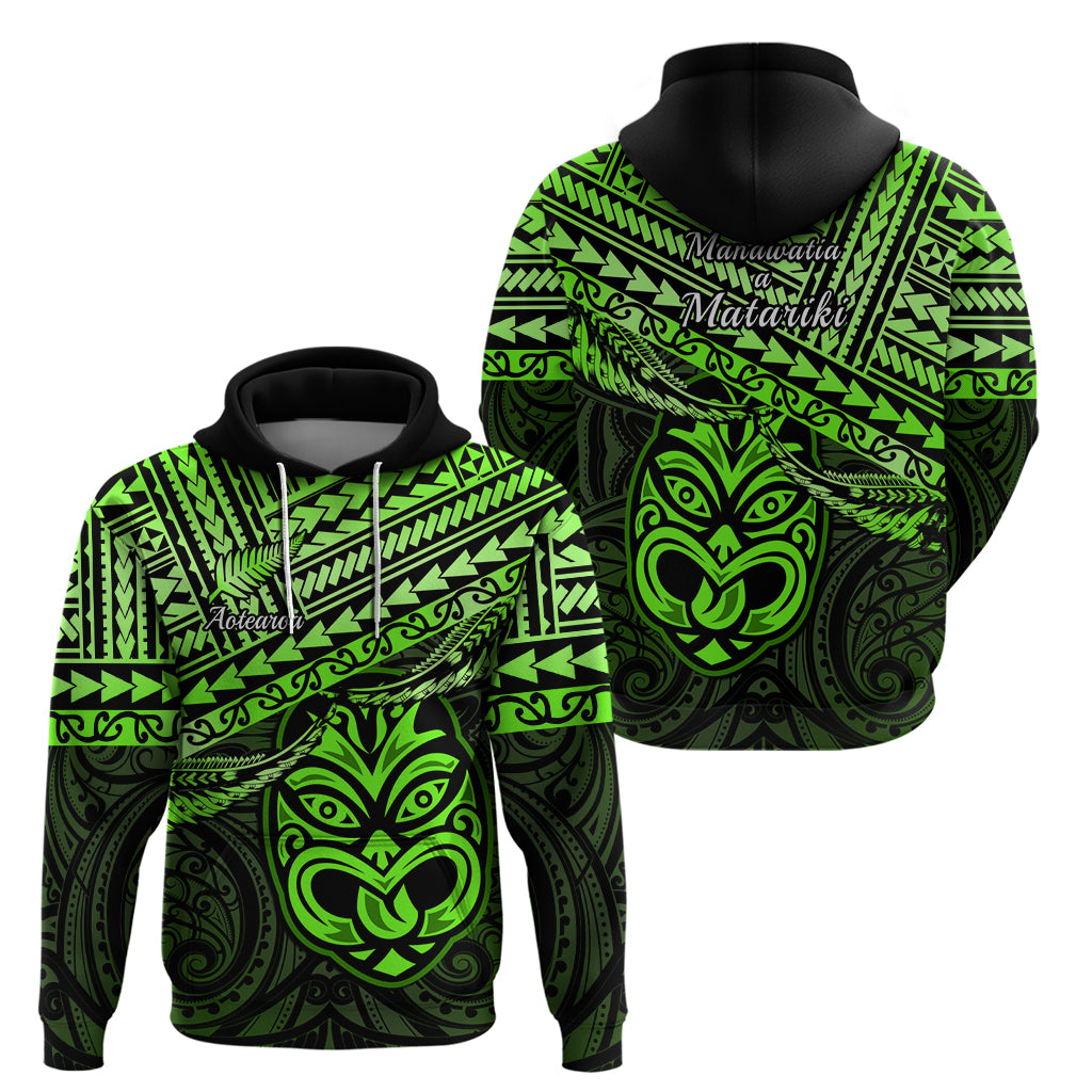 Matariki New Zealand Hoodie Maori New Year Tiki Green Version LT14 - Polynesian Pride