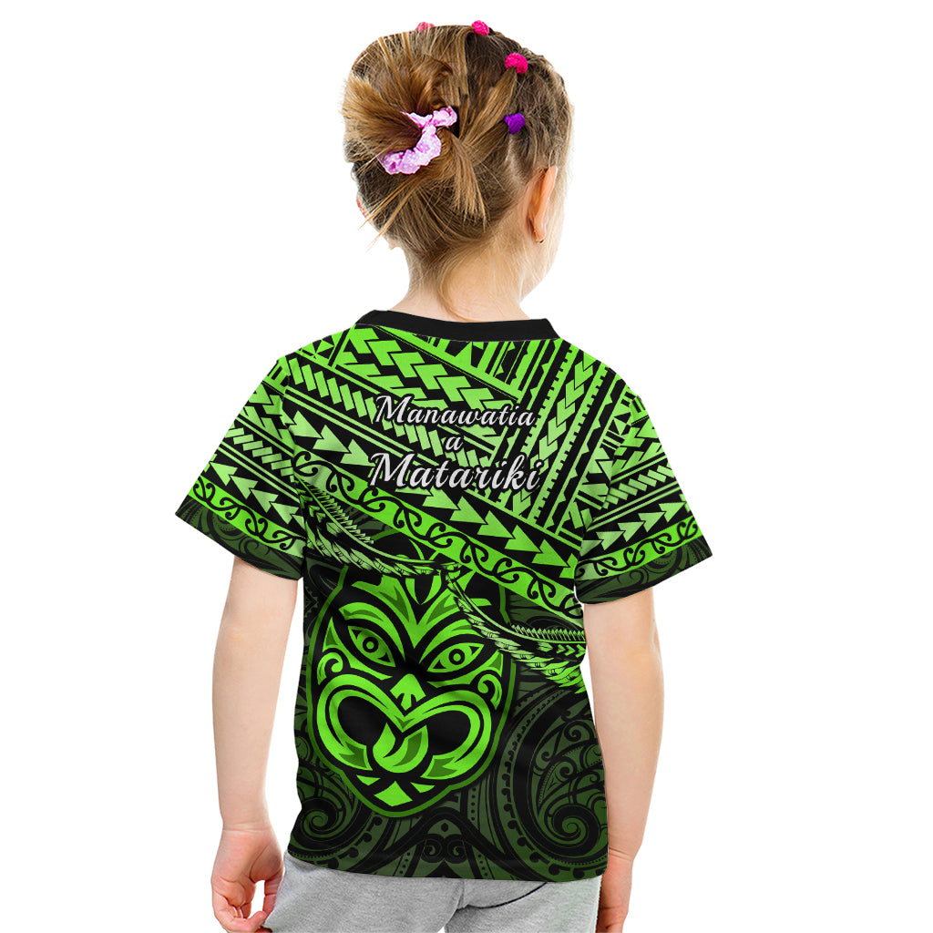 Matariki New Zealand Kid T Shirt Maori New Year Tiki Green Version LT14 - Polynesian Pride