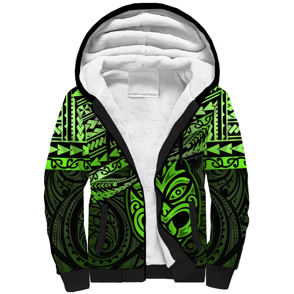 Matariki New Zealand Sherpa Hoodie Maori New Year Tiki Green Version LT14 Unisex Green - Polynesian Pride