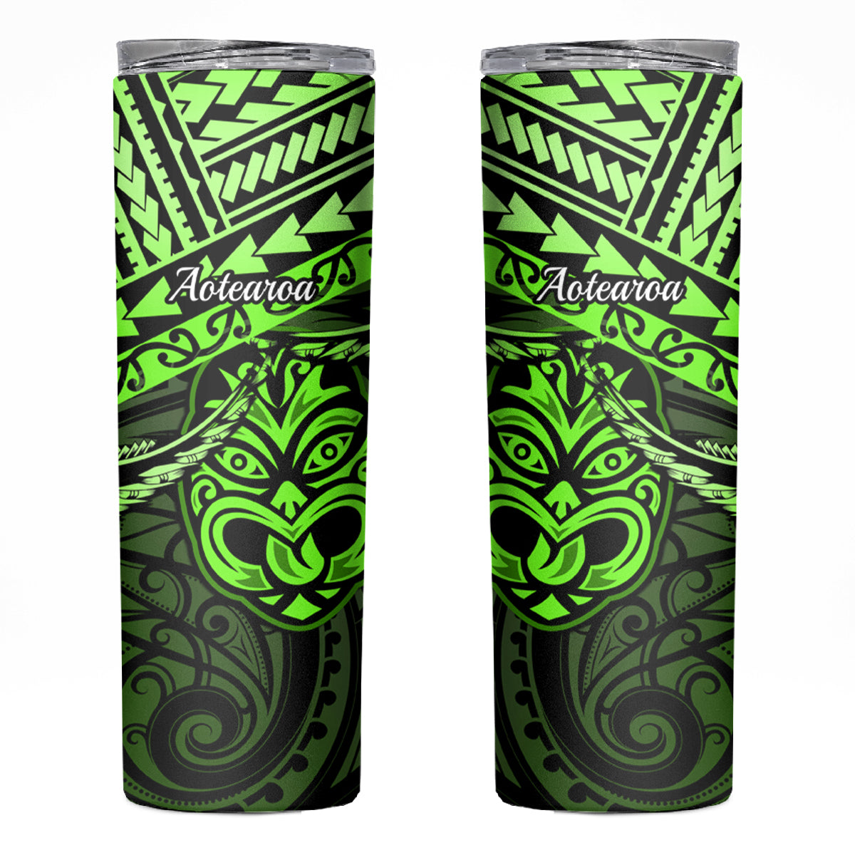 Matariki New Zealand Skinny Tumbler Maori New Year Tiki Green Version LT14 Green - Polynesian Pride